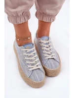 Trampki Damskie Na Platformie Z Plecionką Lee Cooper LCW-25-02-3283 Niebieskie