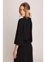 S397 Kombinéza so širokými rukávmi a rozdeleným chrbtom - čierna S397 Kombinéza so širokými rukávmi a rozdeleným chrbtom - čierna