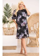 Dámske šaty SC331 čierne s kvetmi - Karko