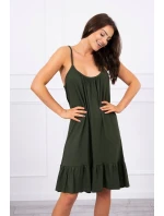 Šaty s tenkým pásikom khaki