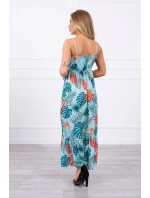 Šaty s motívom listov v mätovej farbe