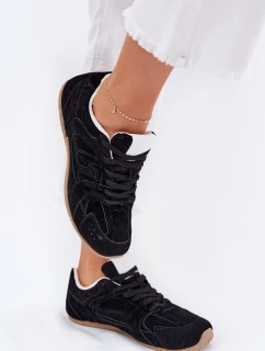 Buty Sportowe Damskie Z Eko Zamszu Czarne Dorella