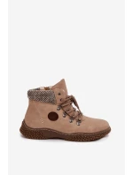 Ocieplane Botki Trapery Damskie Beżowe Zenaya