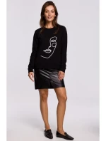 B167 Sveter s potlačou na prednej strane - čierny B167 Sveter s potlačou na prednej strane - čierny