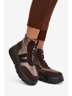 Dámska zateplená členková obuv na platforme 58562 Hnedý vzor - Vinceza