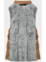 Elegantná vesta z karamelovo šedej ekokože a kožušiny (BR9592-9022) Elegantná vesta z karamelovo šedej ekokože a kožušiny (BR9592-9022)