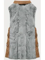 Elegantná vesta z karamelovo šedej ekokože a kožušiny (BR9592-9022) Elegantná vesta z karamelovo šedej ekokože a kožušiny (BR9592-9022)