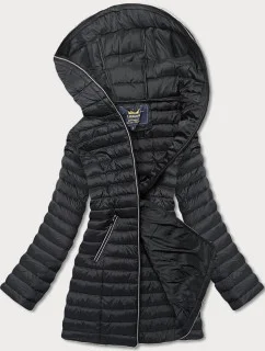 Čierna prešívaná bunda s kapucňou (LD-7153)