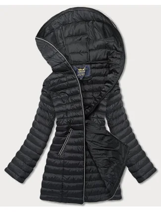 Čierna prešívaná bunda s kapucňou (LD-7153) Čierna prešívaná bunda s kapucňou (LD-7153)