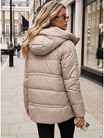 Dámska zimná prešívaná bunda s kapucňou, béžová, FashionStreet TY5951
