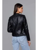 Čierna bunda ramoneska so stojačikom (11Z8008)