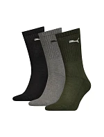 Ponožky Puma Crew, 3 páry, čierne, sivé, zelené, 880355, 28 Ponožky Puma Crew, 3 páry, čierne, sivé, zelené, 880355, 28
