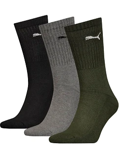 Ponožky Puma Crew, 3 páry, čierne, sivé, zelené, 880355, 28
