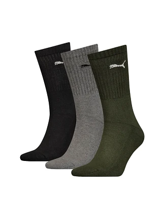 Ponožky Puma Crew, 3 páry, čierne, sivé, zelené, 880355, 28 Ponožky Puma Crew, 3 páry, čierne, sivé, zelené, 880355, 28