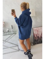 Zateplená mikina s vyšívaným textom oversize denim