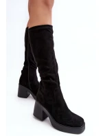 Damskie Kozaki Przed Kolano Na Masywnym Słupku D&A SN622-10A Czarne