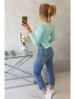 Blúzka s buffovými rukávmi mätová