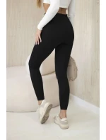 Dámske rebrované legíny s vysokým pásom čierne Dámske rebrované legíny s vysokým pásom čierne