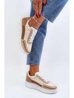 Sneakersy Damskie Na Platformie Beżowe Redala