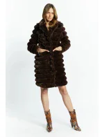 Dámsky kabát prešívaný COT0590-017 Tmavo hnedý - Monnari