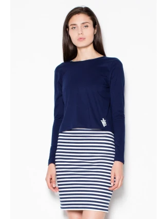 Denné šaty VT065 modrá a biela - Venaton