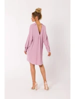 Dámske košeľové šaty M740 Powder pink - MOE
