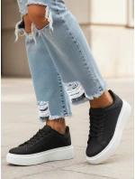 Čierne dámske tenisky na hrubej podrážke zo základnej ekokože ZY1371