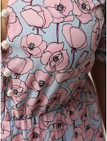 Dámske midi šaty s kvetinovým vzorom modré FashionStreet EY2660 Dámske midi šaty s kvetinovým vzorom modré FashionStreet EY2660