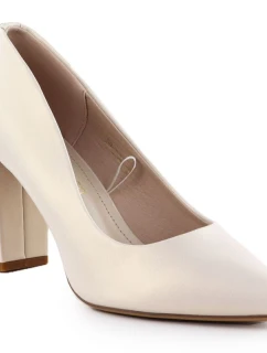 Béžové lodičky Sergio Leone PB216 s perleťovým podpätkom