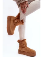 Damskie Śniegowce Na Platformie Z Futerkiem Camel Wikasem