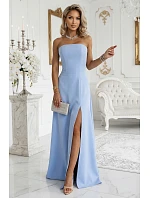 663-2 ELARA korzetové maxi šaty s rozparkom a zaväzovaním na chrbte - modré 663-2 ELARA korzetové maxi šaty s rozparkom a zaväzovaním na chrbte - modré