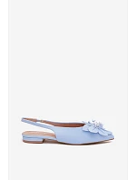 Dámské sandály na ploché podrážce s dekorativním květem modré Telivette