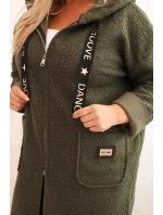 Dámska strihová bunda Plus Size s kapucňou a vreckami khaki Dámska strihová bunda Plus Size s kapucňou a vreckami khaki