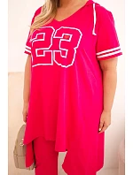 Dámsky bavlnený set s kapucňou a nohavicami v nadmernej veľkosti Fuchsia Dámsky bavlnený set s kapucňou a nohavicami v nadmernej veľkosti Fuchsia