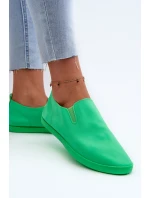 Damskie Tenisówki Trampki Slip-On Zielone Lovinia