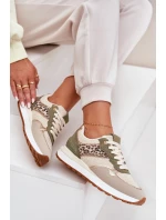 Buty Sportowe Damskie Z Panterką Na Platformie Zielone Davinara
