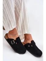 Zamszowe Klapki Chodaki Damskie Z Klamrą Big Star RR274A384 Czarne