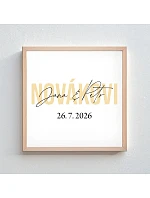 Personalizovaný magický fotoobraz v ráme - štvorec 20x20 - mená novomanželov