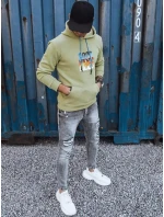 Pánska zateplená mikina s kapucňou olivová FashionStreet BX5379 Pánska zateplená mikina s kapucňou olivová FashionStreet BX5379