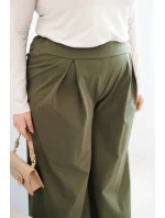 Dámske Plus veľkosť široké nohavice so skladaním Khaki