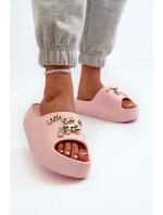Klapki Damskie Lekkie Piankowe Z Ozdobami Różowe Orchia