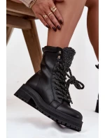 Dámské trapery kotníkové boty z eko kůže černé Bellora