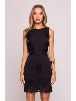 M864 Mini šaty s čipkovanými panelmi - čierne M864 Mini šaty s čipkovanými panelmi - čierne