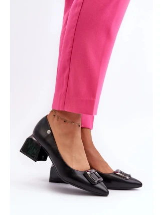 Dámske lodičky na podpätku 62101 Black - VINCEZA Dámske lodičky na podpätku 62101 Black - VINCEZA