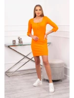Šaty s výstrihom na gombíky oranžové