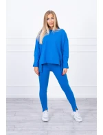 Súprava s oversize blúzkou nevädzovej modrej farby