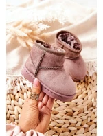 Dziecięce Ocieplane Botki Śniegowce Ciemny Beż Gooby