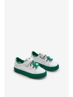 Dziecięce Sneakersy Trampki Z Przypinką Biało-Zielone Pennyn
