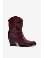 Dámske členkové topánky na podpätku D8271 Burgundy - Sweet Shoes