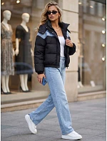 Dámska prešívaná péřová bunda s kapucňou, čierna, FashionStreet TY6087 Dámska prešívaná péřová bunda s kapucňou, čierna, FashionStreet TY6087